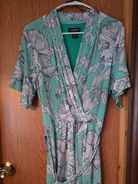 Liz Claiborne green & white dress sz XL